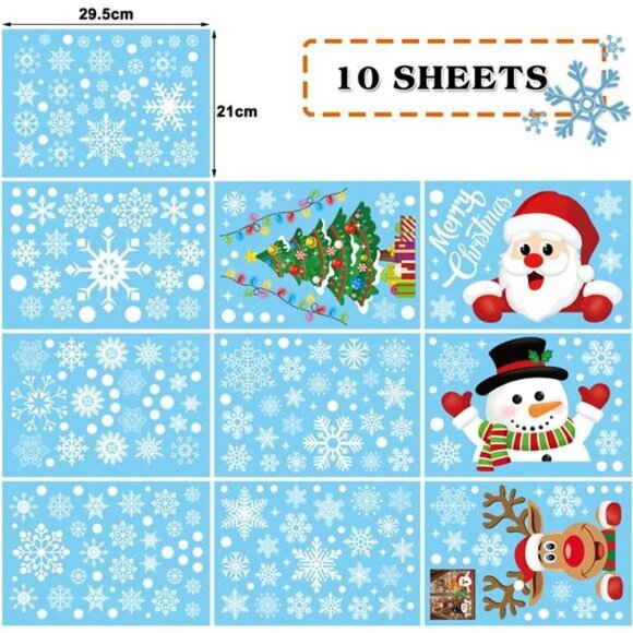 10 Sheets 315 pcs Double-Sided Removable Stickers Snowflake Reindeer Santa Claus - Picture 6 of 6